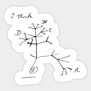 Darwin's I Think Evolutionary Tree Sticker